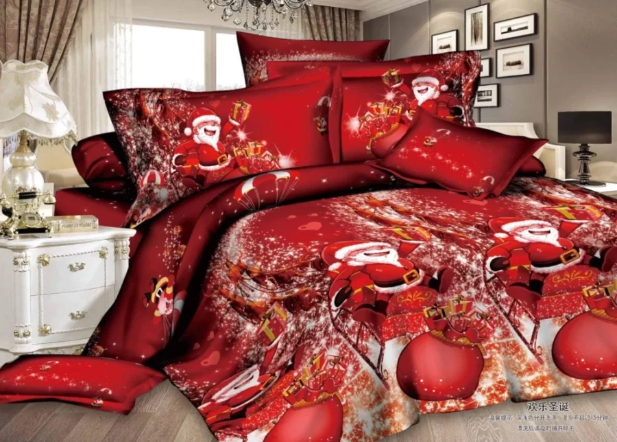 Royal Santa king size duvet cover set with tartan reverse