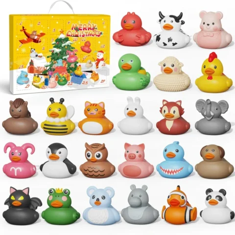 Rubber duck advent calendar with 24 different bath ducks