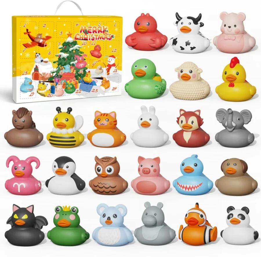 Rubber duck advent calendar with 24 different bath ducks
