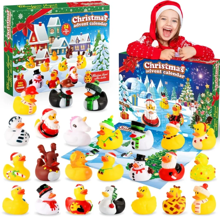 Rubber duck bath toy advent calendar, 24 different ducks