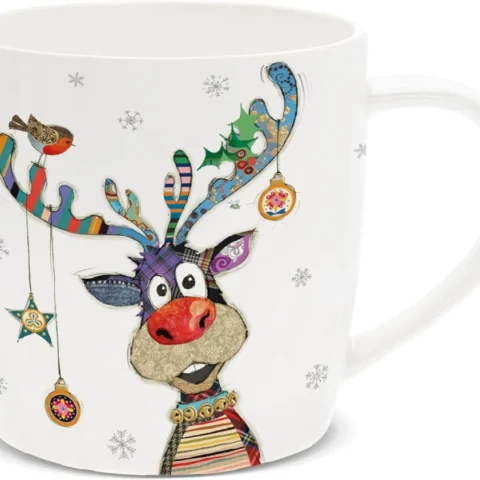 Rudolph fine china Christmas mug, 350 ml, 9.5 cm tall