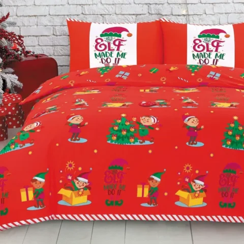 Santa’s elves king size reversible duvet cover set, 3 pieces