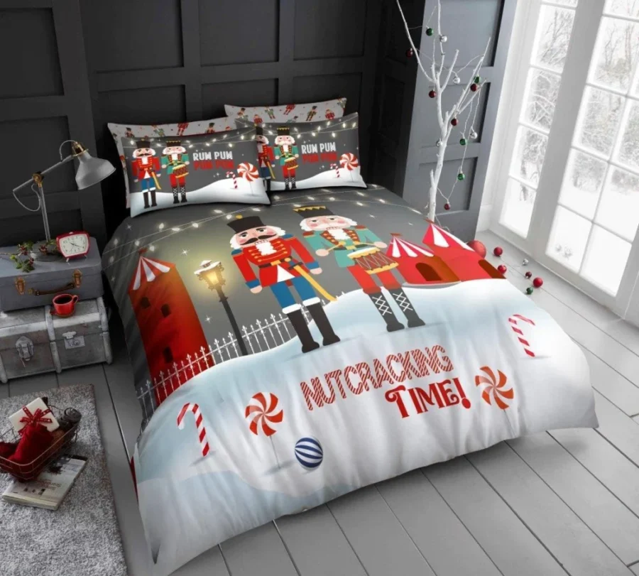 Santa Xmas king size polycotton duvet cover set with pillowcases