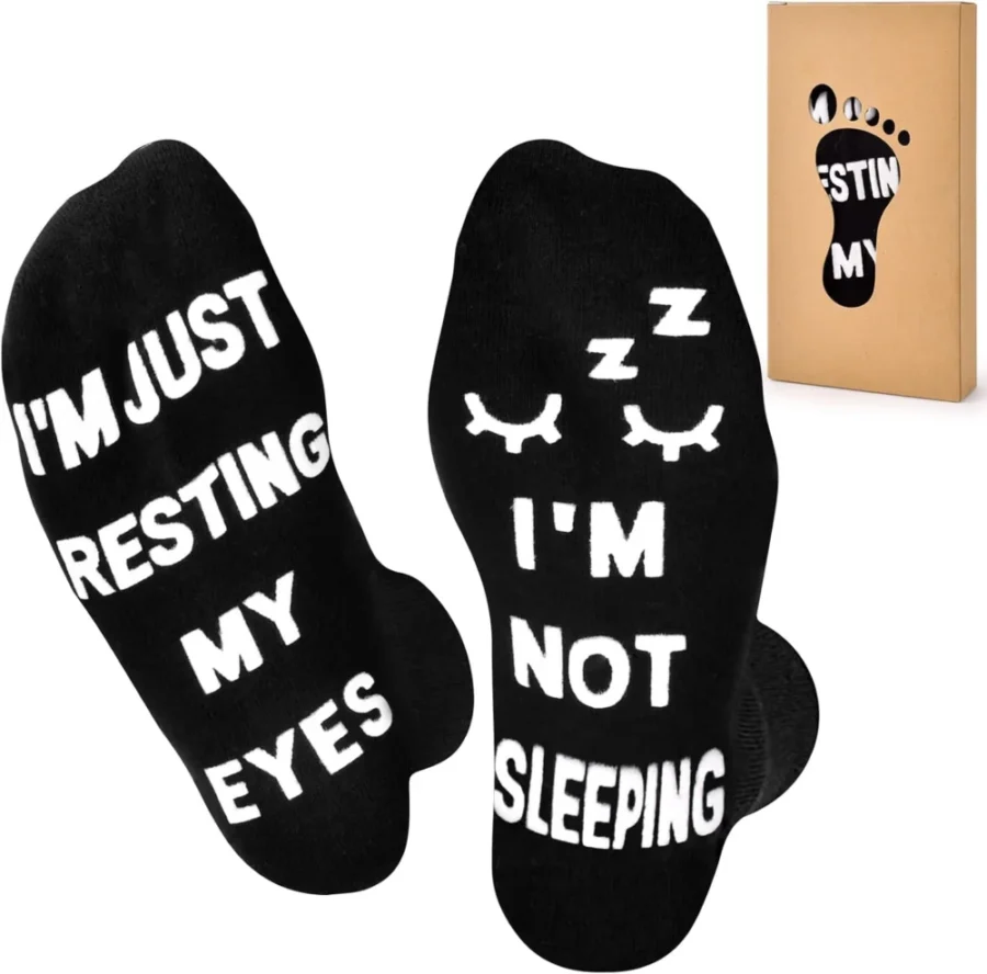 Secret Santa socks for dad in size 9-11, funny novelty style