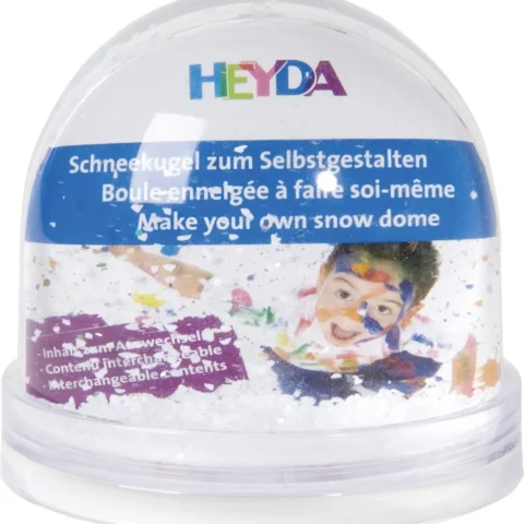 Self-made snow globe in clear acrylic, 9 x 9 x 9 cm
