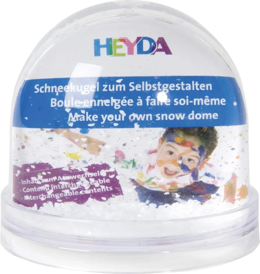 Self-made snow globe in clear acrylic, 9 x 9 x 9 cm