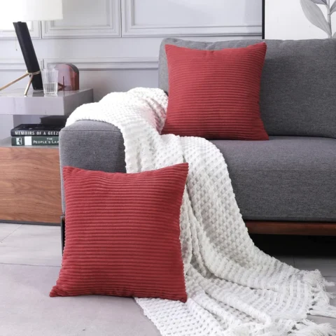 Set of 2 dark red Christmas cushion covers, 45 x 45 cm, polyester