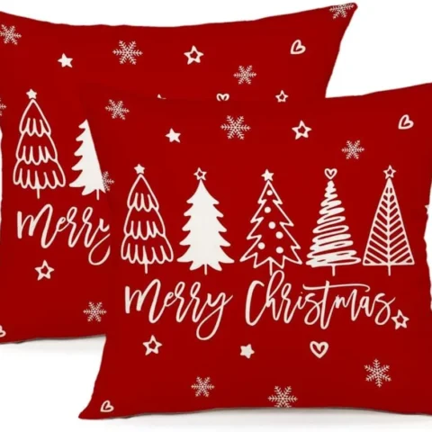 Set of 2 red Christmas cushion covers, 45 x 45 cm, cotton blend