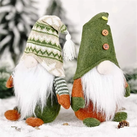 Set of 2 sitting Swedish Christmas gnomes in two colours, 25 cm