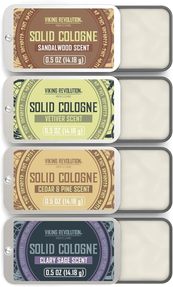 Set of 4 solid colognes in cedar, sage, vetiver and sandalwood