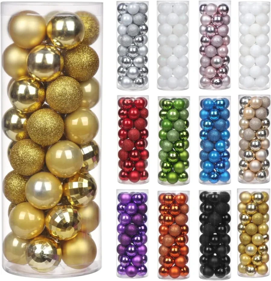 Set of 40 shatterproof gold baubles, 4 cm, in a clear storage tube