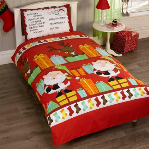 Single Santa and presents duvet cover set for kids, polycotton