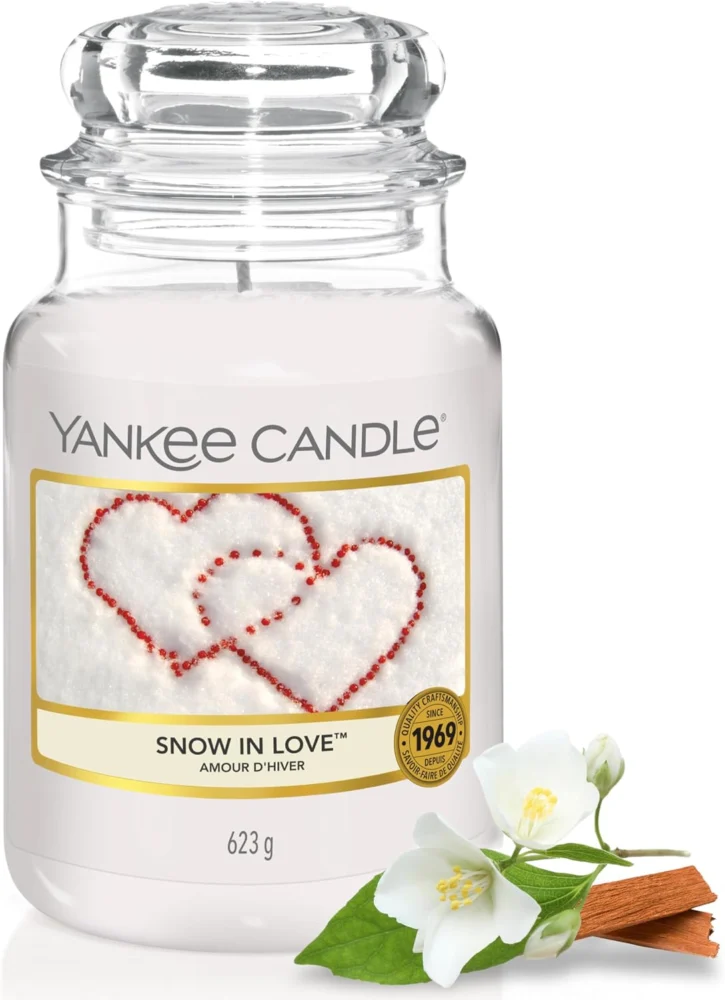 Snow in Love scented large jar candle, 110 to 150 hour burn