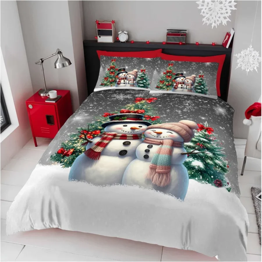 Snow My Love Christmas king size duvet cover set, 100% polyester