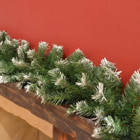 Snow-tipped green garland, 270 cm x 25 cm, plastic, unlit