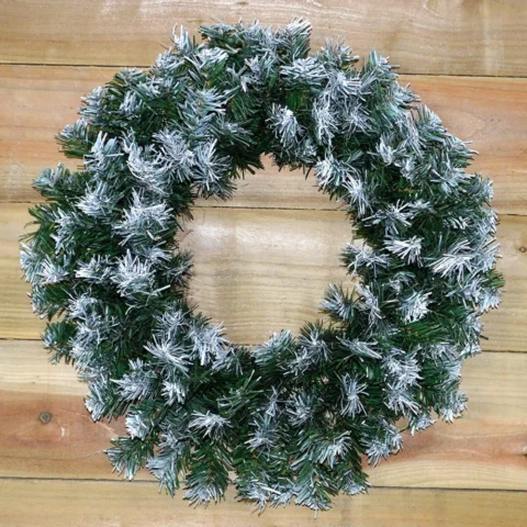 Snow-tipped green pine Christmas wreath, 50 cm, by Premier