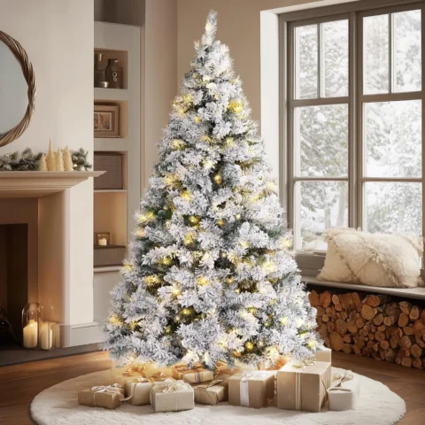 Snowshill 6ft snowy pre-lit Christmas tree, 300 LEDs, 715 tips