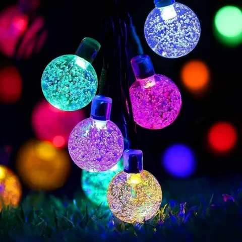 Solar fairy lights, 50 multicolour LEDs on a 7 m copper wire
