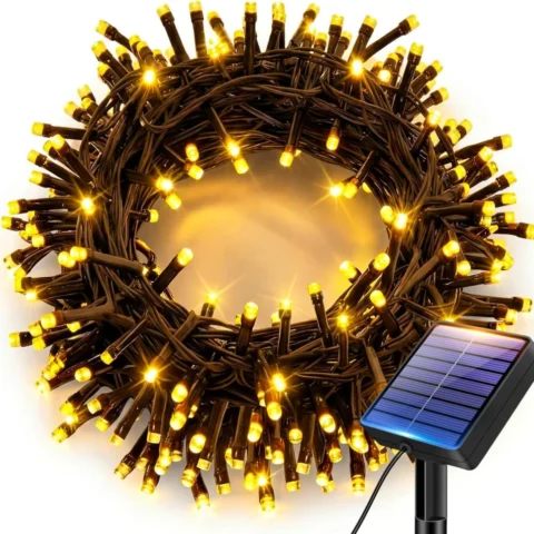 Solar fairy lights, 60 warm white LEDs on 6 m, rubber cable