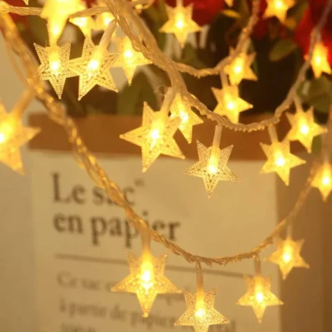 Star fairy lights, 40 LEDs on 20 ft of wire, battery powered