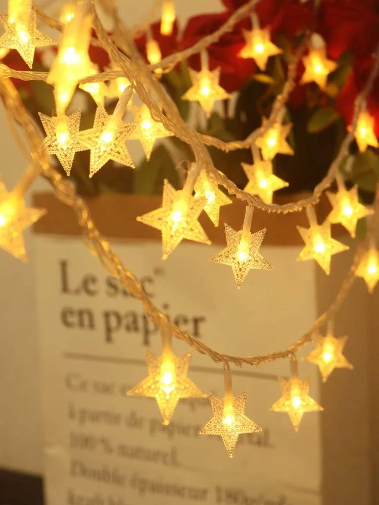 Star fairy lights, 40 LEDs on 20 ft of wire, battery powered