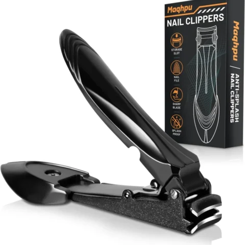 Stocking filler nail clippers with catcher, matt black steel, 11 cm