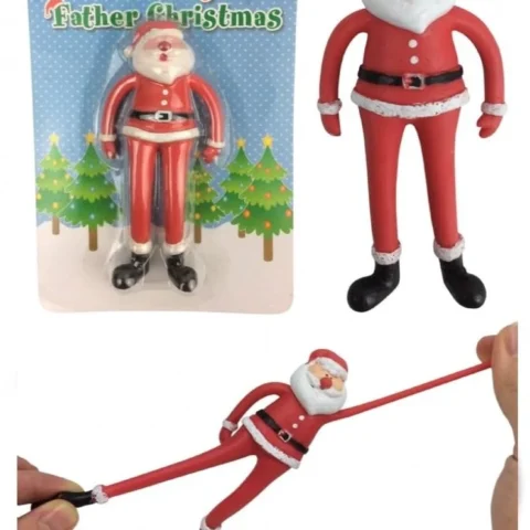 Stretchy Father Christmas figure on a blister card, 12 cm tall