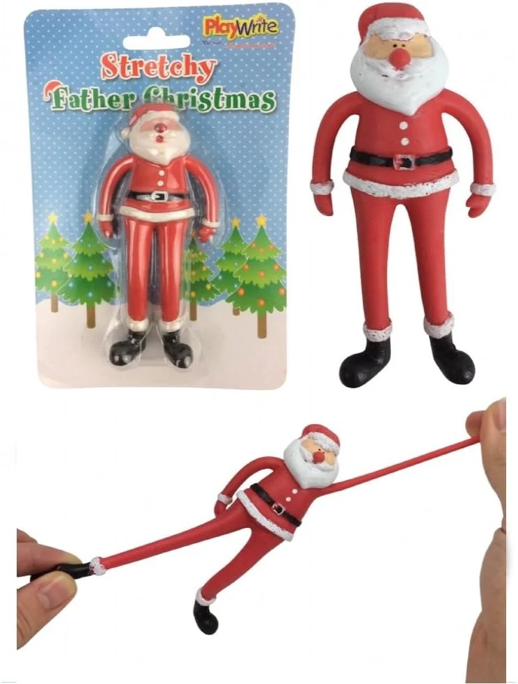 Stretchy Father Christmas figure on a blister card, 12 cm tall