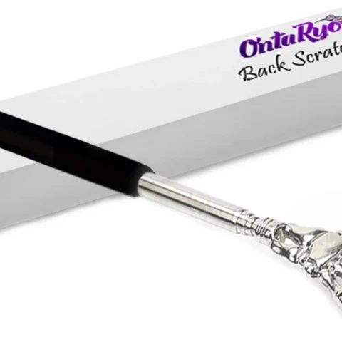 Telescopic stainless steel back scratcher, 23 to 59 cm, black