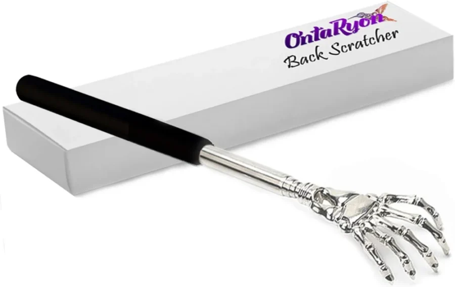 Telescopic stainless steel back scratcher, 23 to 59 cm, black