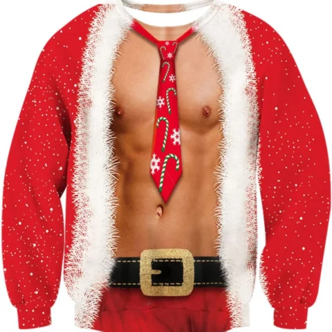TUONROAD unisex 3D printed elf Christmas jumper, S to 3XL