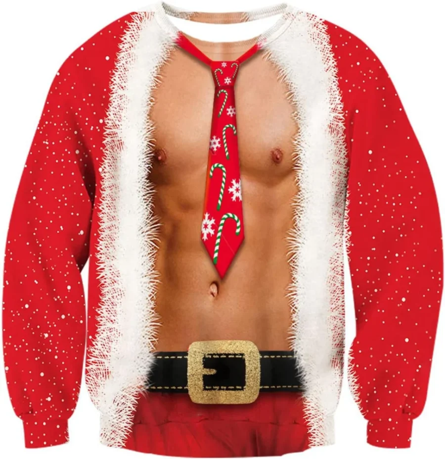 TUONROAD unisex 3D printed elf Christmas jumper, S to 3XL