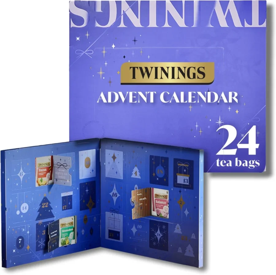 Twinings tea advent calendar, 24 wrapped tea bags, green and herbal