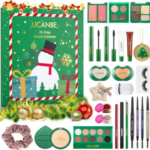UCANBE makeup advent calendar, 24 boxed products, glitter palette