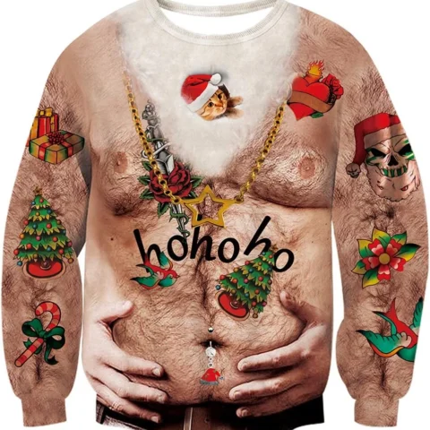 Unisex 3D ugly Christmas jumper, crewneck, long sleeves, S to 3XL