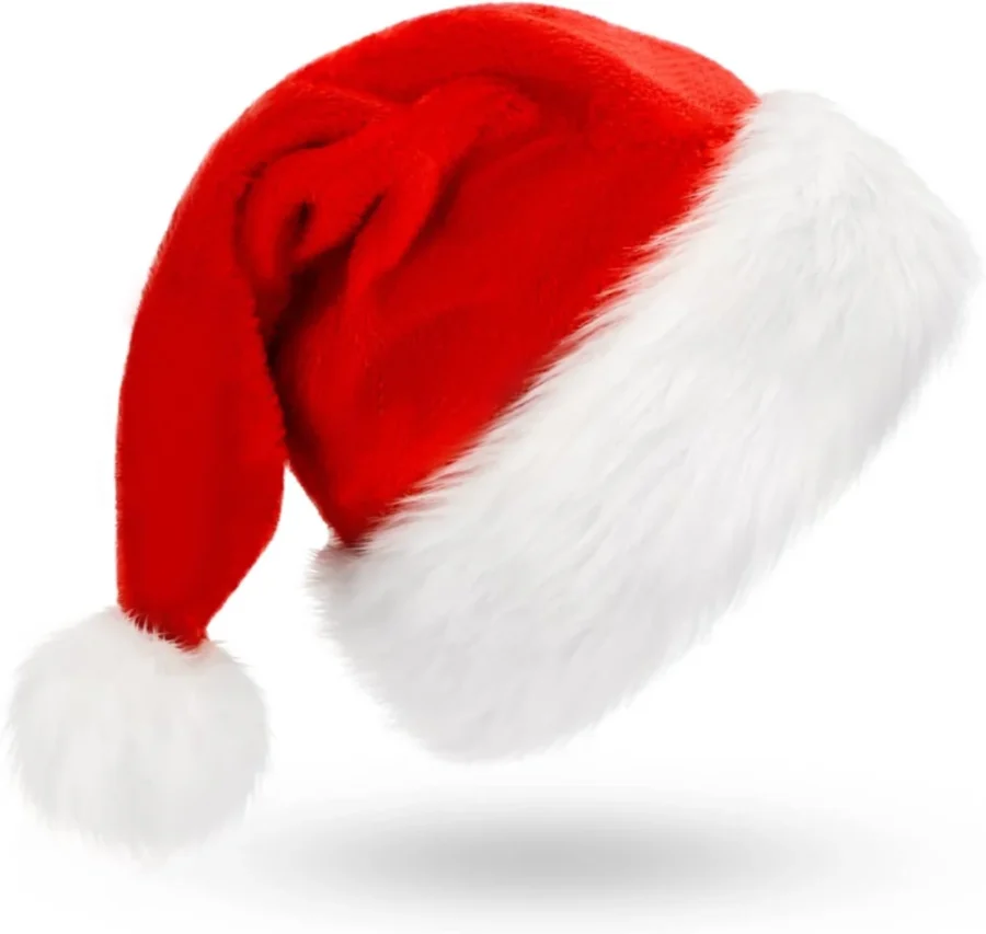 Unisex velvet Santa hat with extra-thick classic fur trim