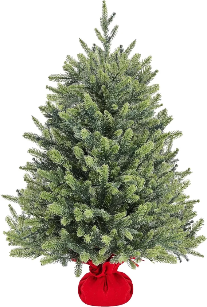 Unlit 3 ft artificial Christmas tree with cement base, green