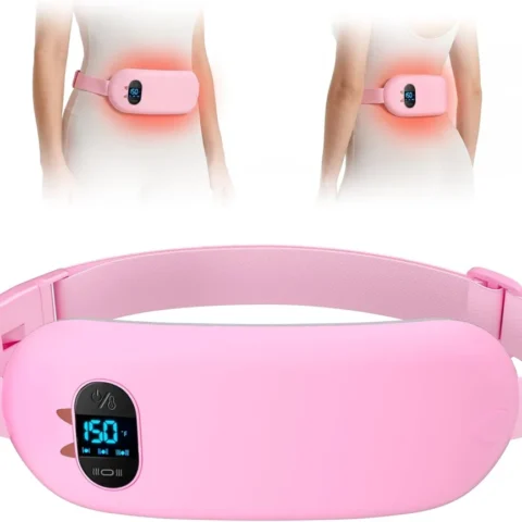 USB rechargeable heating belt with 6 heat and 6 massage modes, pink