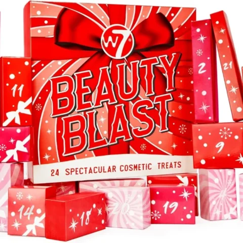 W7 Beauty Blast makeup advent calendar, 24 numbered boxes
