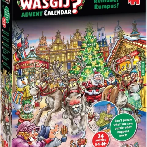Wasgij Reindeer Rumpus advent calendar, 24 jigsaws of 54 pieces