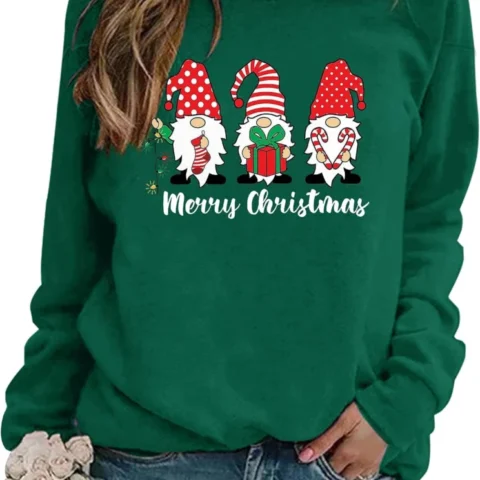WIEIYM women’s funny cotton Christmas sweatshirt pullover