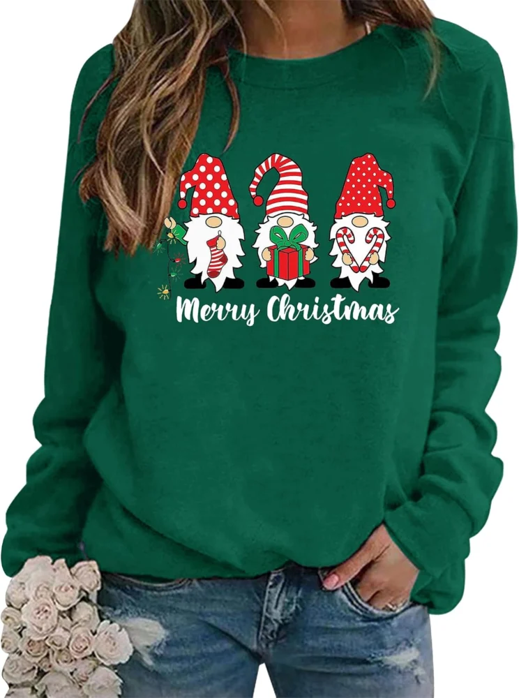 WIEIYM women’s funny cotton Christmas sweatshirt pullover