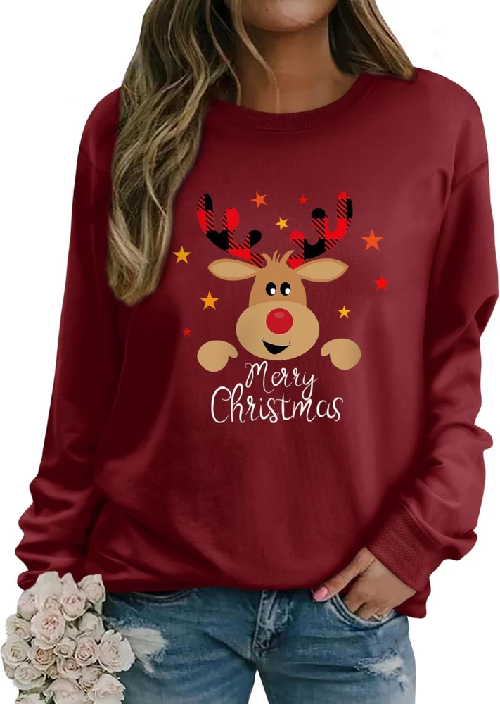 WIEIYM women’s reindeer Christmas sweatshirt pullover