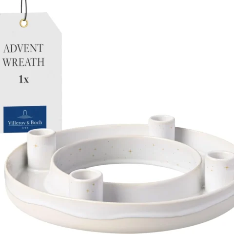 Winter Glow porcelain Advent wreath for 4 taper candles, 26 cm