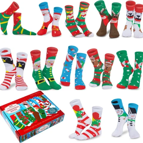 Women’s Christmas crew socks, pack of 12 pairs