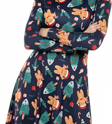 Women’s Christmas swing skater dress with printed novelty designs