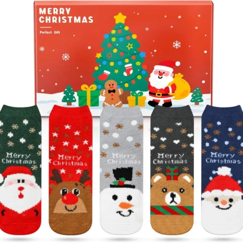 Women’s colourful patterned Christmas socks, 5 pairs
