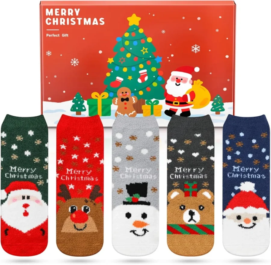 Women’s colourful patterned Christmas socks, 5 pairs