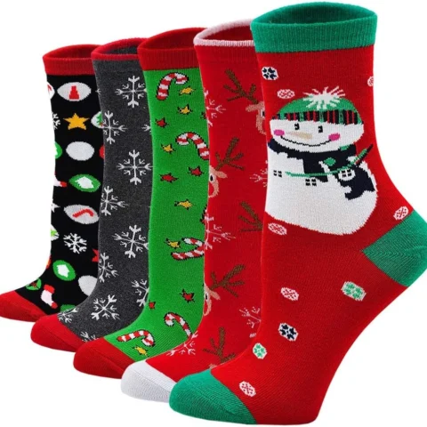 Women’s cotton cartoon animal Christmas socks, 2, 3 or 5 pairs