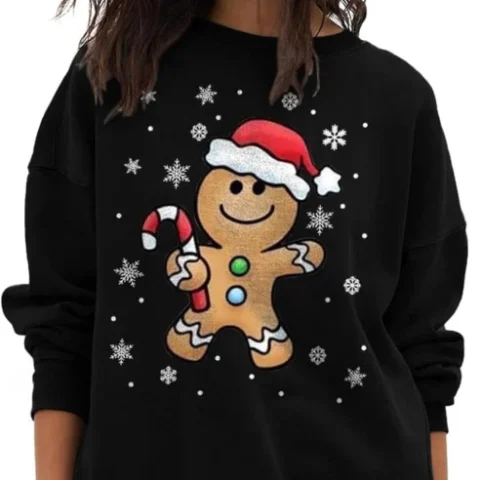 Women’s fleece knit Christmas jumper, reindeer print, sizes 8 to 30